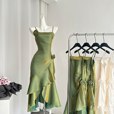 人鱼姬裙摆高级感战袍小礼服吊带裙女早秋新款