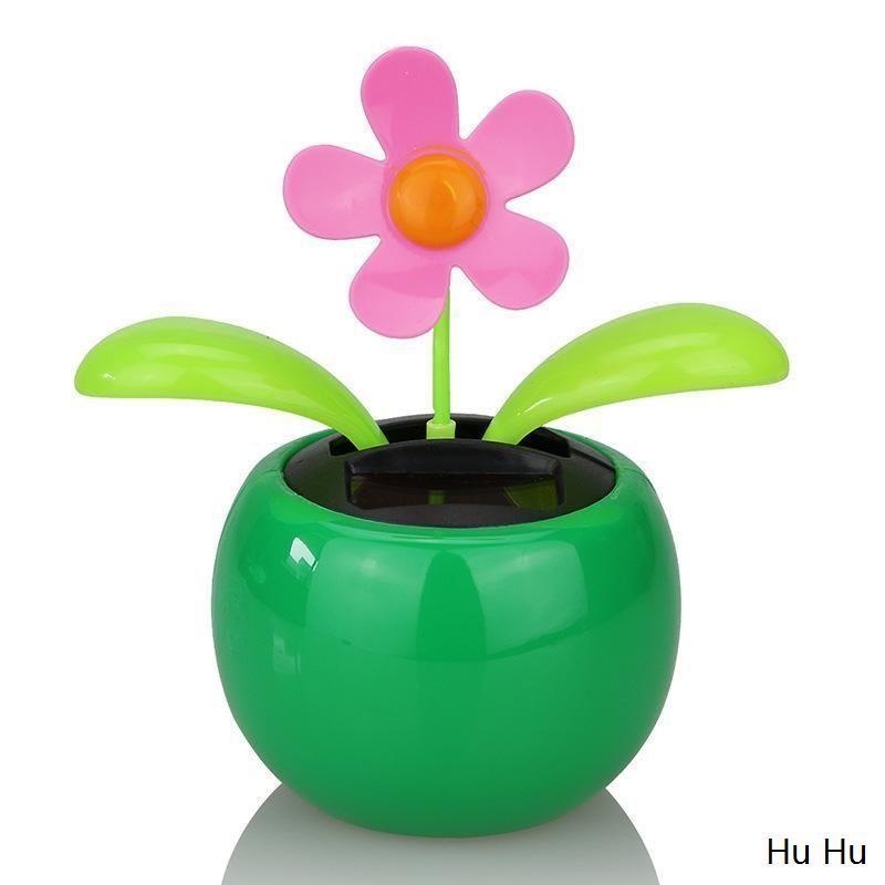 (送防滑垫)太阳能自动摇摆太阳花摇头苹果花车内装饰品汽车摆件
