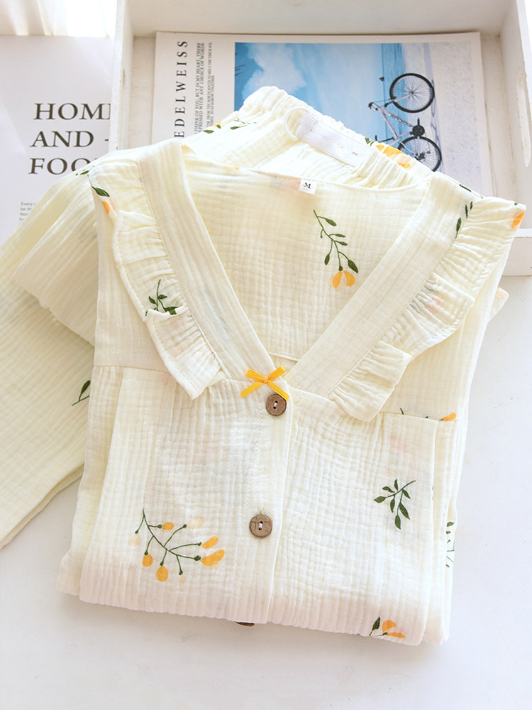 여름감금복 여름산모 잠옷 얇은 봄 가을 순면 산후 거즈 수유 9월 여름 집 10