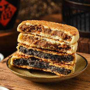 正宗通山芝麻饼纯素小吃黄精桂花芝麻饼传统老式糕点即食早餐饼