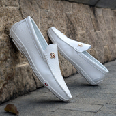 男懒人鞋 休闲皮鞋 春夏季 子男韩版 白色豆豆鞋 驾车鞋 鞋 英伦小皮男士