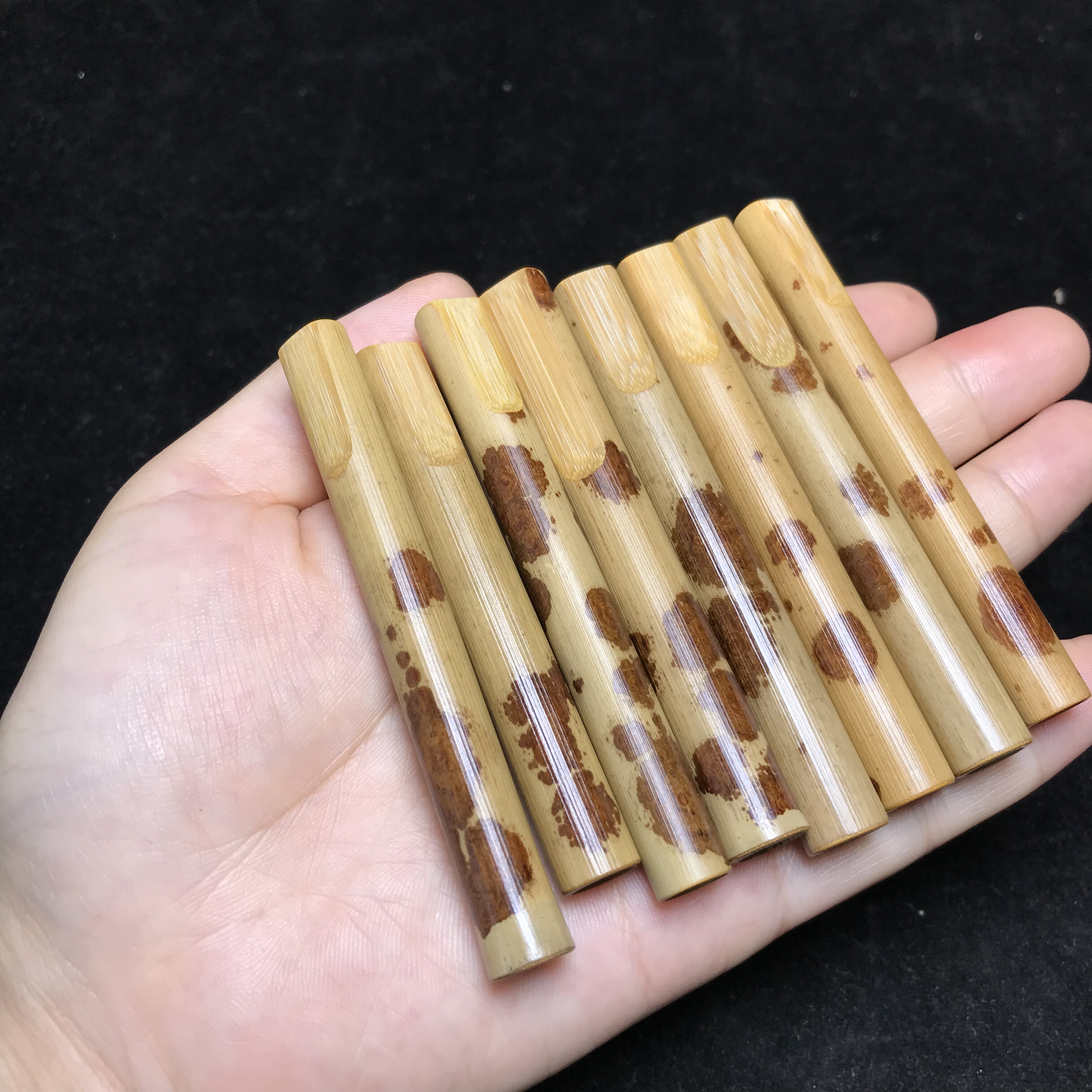 纯手工红湘妃竹烟嘴粗细两用 文玩斑竹竹子烟具 福建红香妃烟嘴