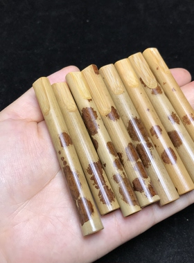 纯手工红湘妃竹烟嘴粗细两用 文玩斑竹竹子烟具 福建红香妃烟嘴