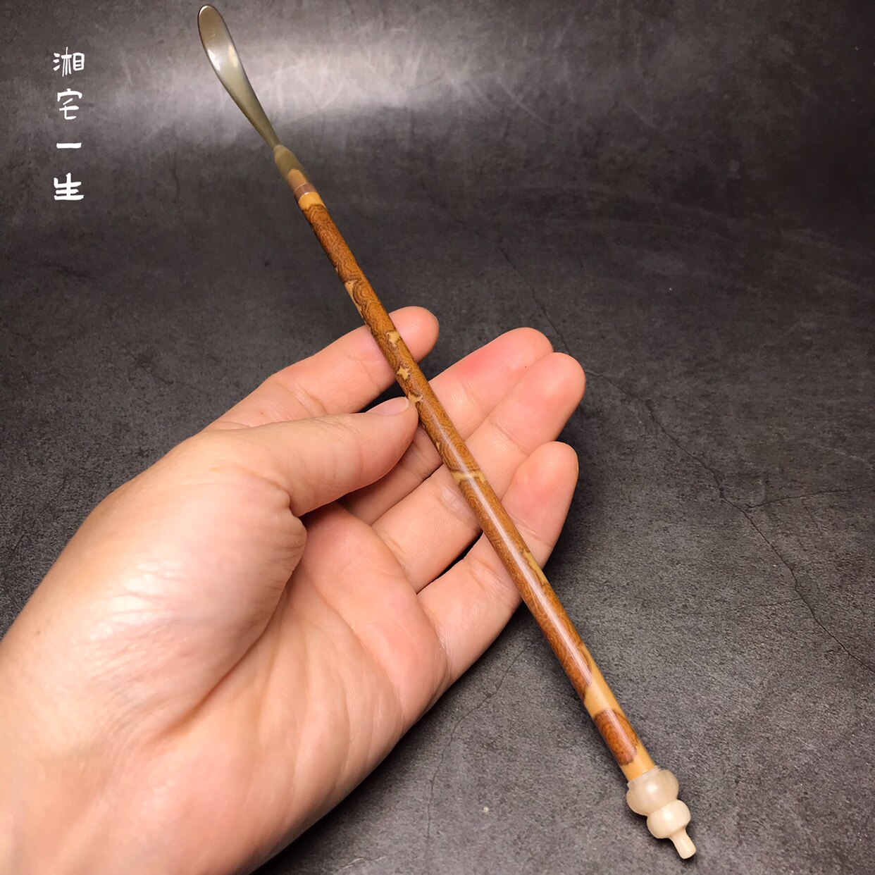 湘宅一生高端满花红湘妃牛角茶拨送礼 文玩红香妃茶勺茶具零配件