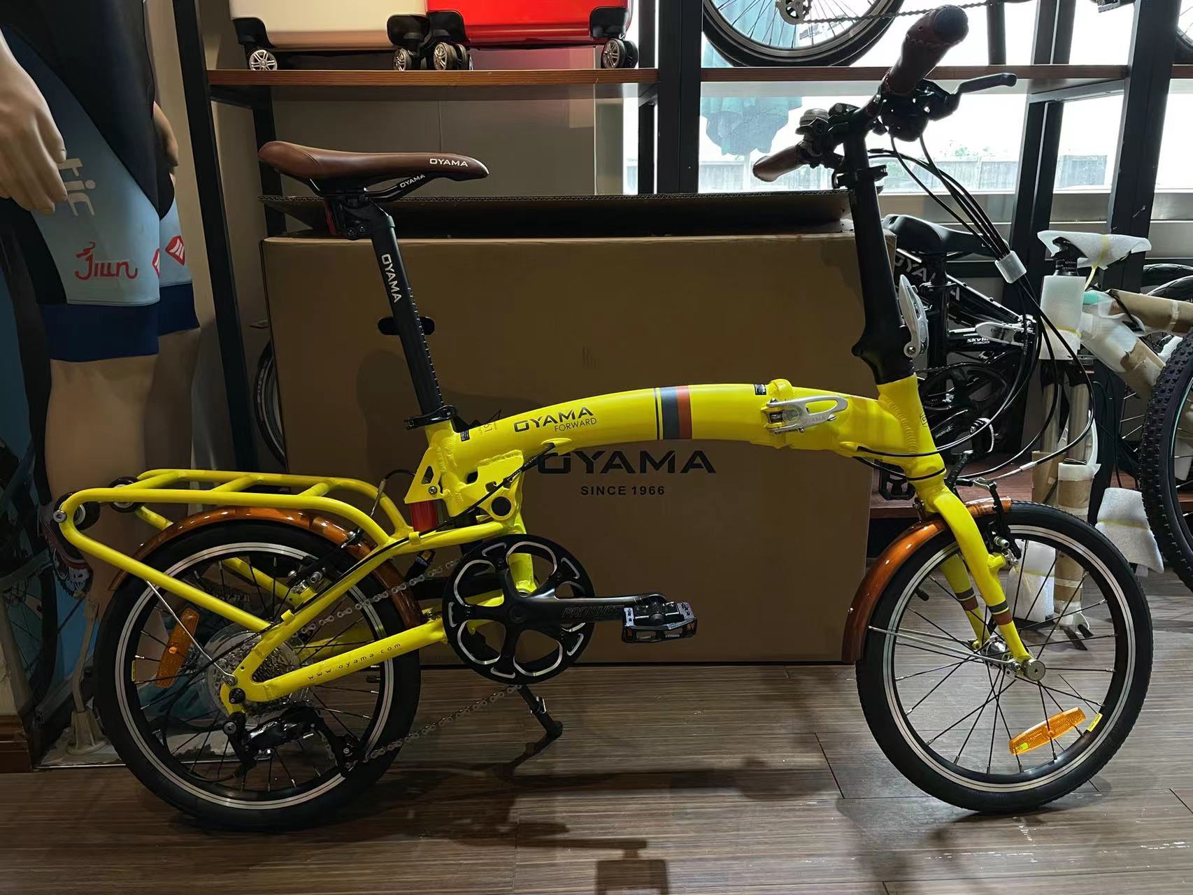 欧亚马OYAMA折叠车纵横S900小布铝合金整车16寸9速三折车超轻便携