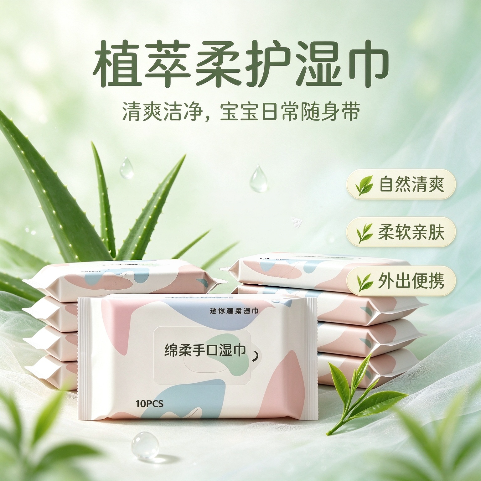 随身一次性手口湿巾小包外出通勤随身携带擦嘴肌肤清洁湿巾