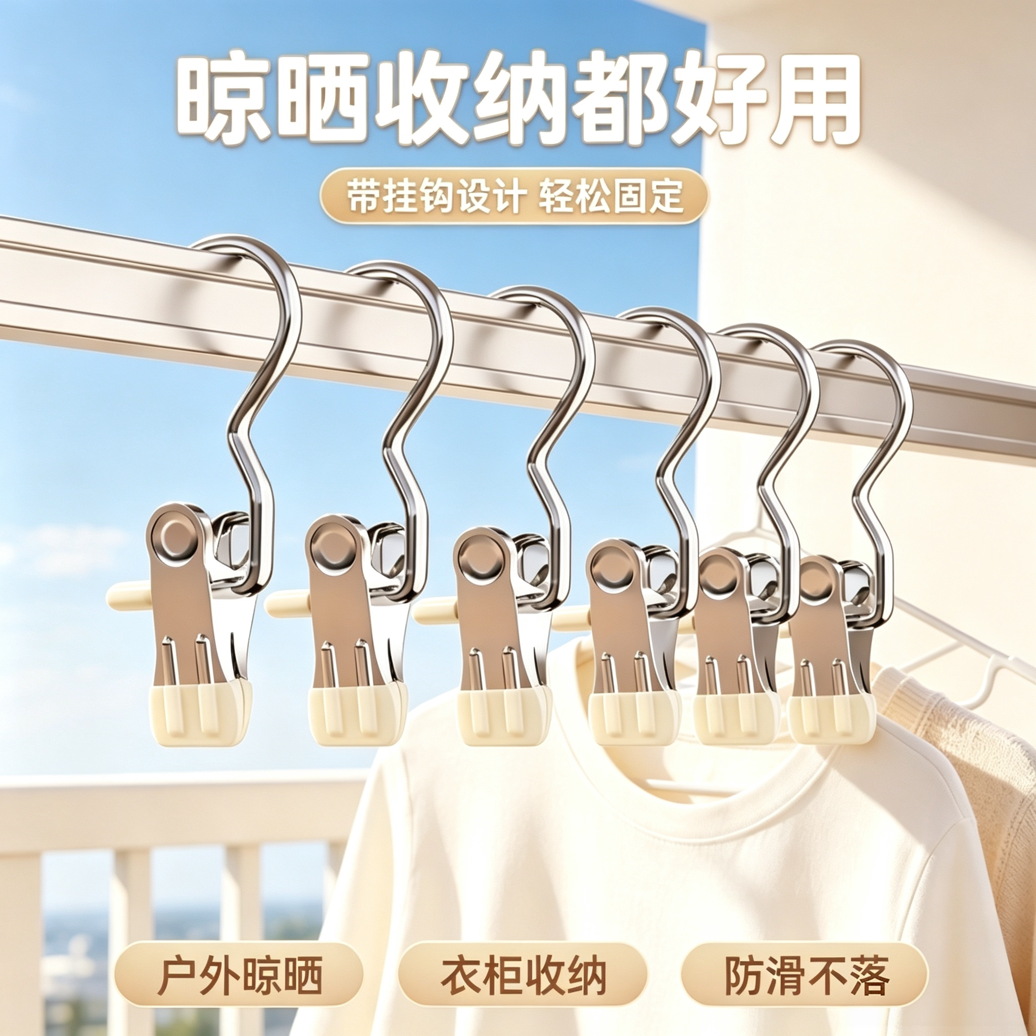 不锈钢裤夹衣架带夹子衣挂家用无痕防滑内衣裤专用晾晒裤子衣架图片
