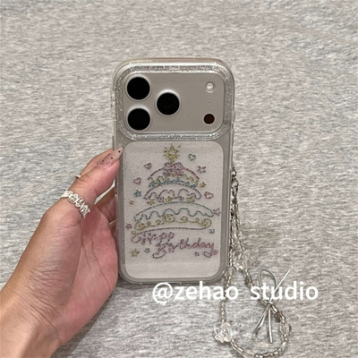 ZEHAO*透明细闪彩色蛋糕双层印花韩系16Pro适用iphone17Promax苹果16pro手机壳15/14pro软16Promax保护套女16