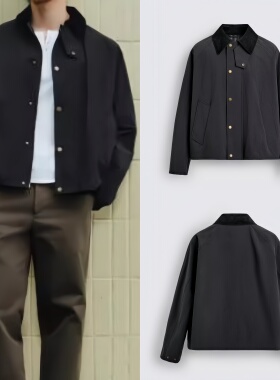 柜799！2025冬季新品 男装 拼接皮革翻领短款夹克外套8281102 800