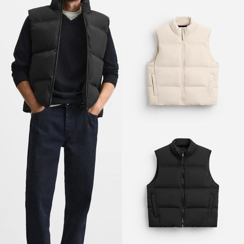 柜399！秋冬新品 男装 白色拉链棉服立领无袖背心休闲马甲0029441