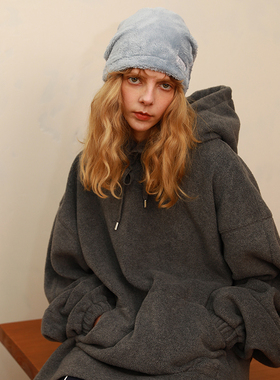 【新品包邮】 NEATO逆光女装日系中性复古宽松摇粒绒连帽卫衣帽衫