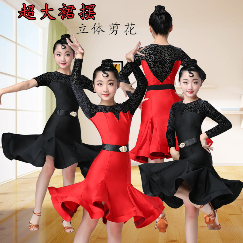 儿童拉丁舞夏季练功服高档女童比赛演出服少儿黑色舞蹈连衣裙黑池|ruв категории движение/йога/фитнес/фанаты товаров, танец/аэробика/гимнастика, латинский танец, латинский - от Buy2taobao.com для оказания профессиональной услуги покупки агента Taobao