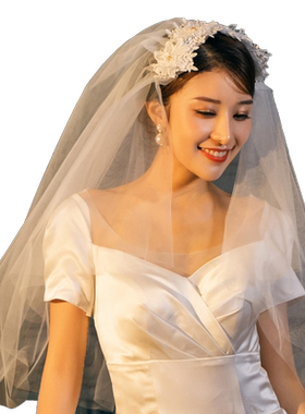 法式复古蕾丝帽式结婚新娘头纱