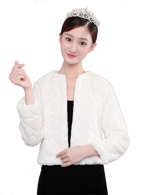 新娘流苏蕾丝斗篷长袖冬季毛披肩
