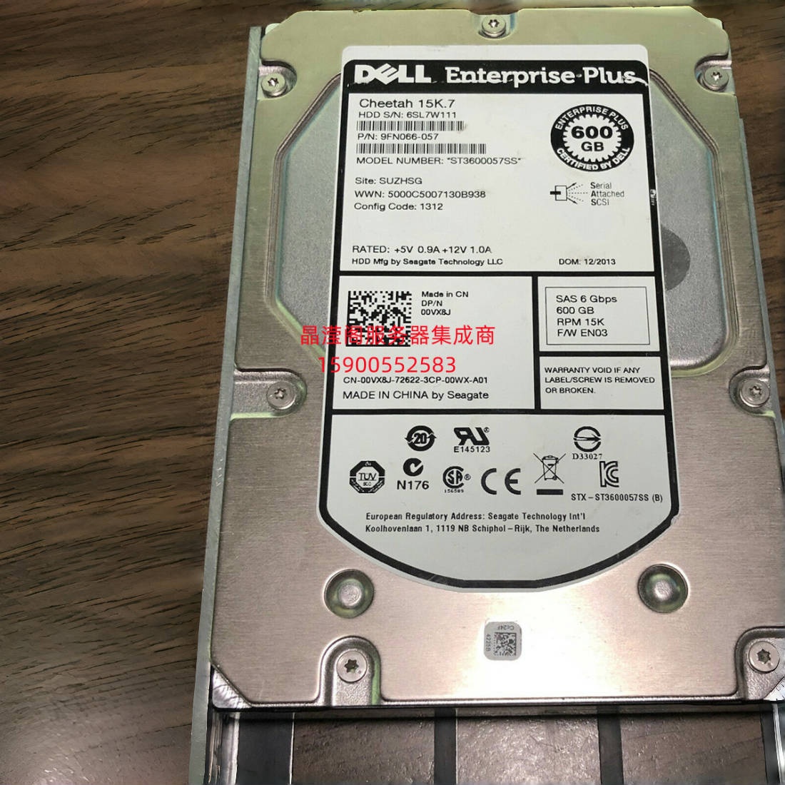 DELL EqualLogic ST3600057SS 00VX8J 600G 15K 3.5 SAS 存储硬盘