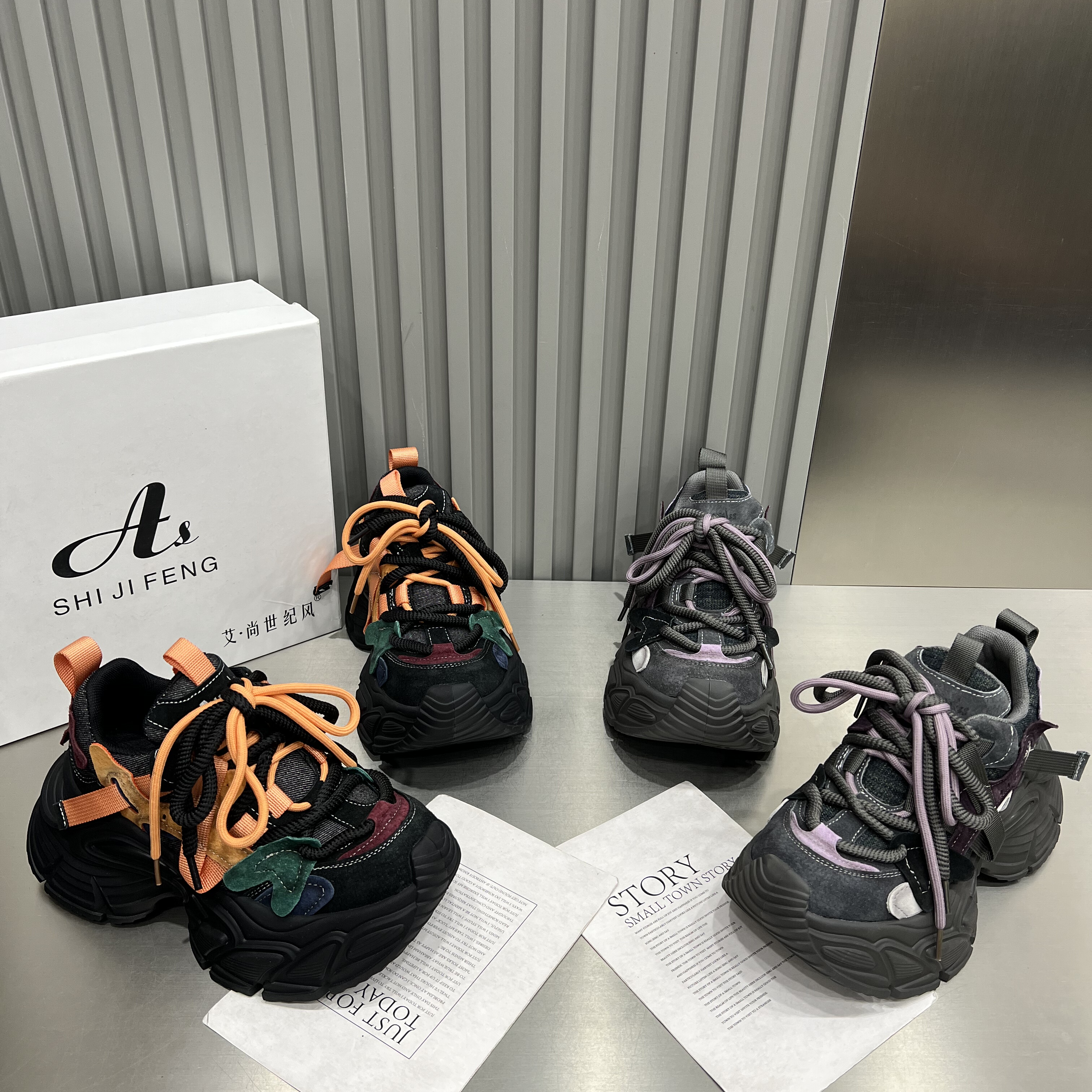 欧洲站真皮厚底老爹鞋女2025新款小个子增高休闲百搭轻便运动鞋潮