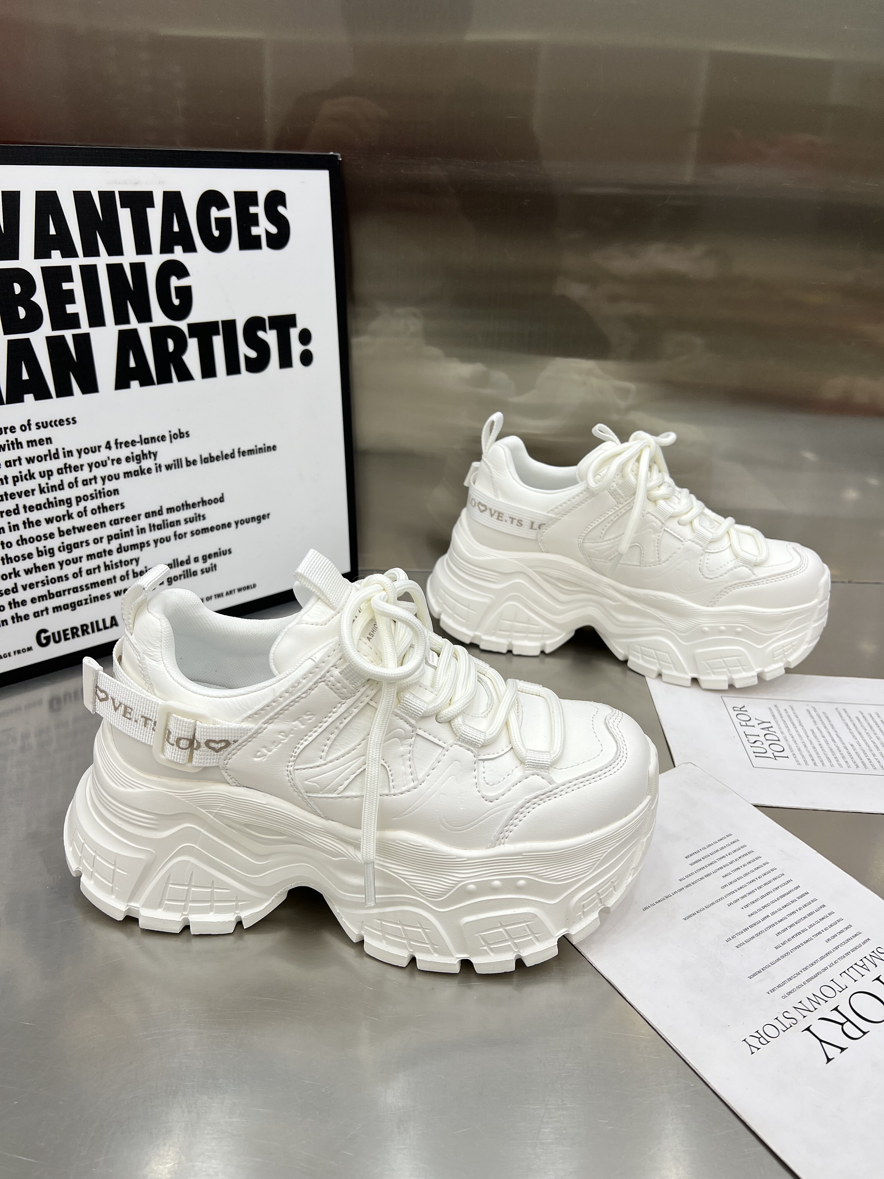 欧洲站真皮厚底老爹鞋女鞋2026春季新款小个子增高舒适休闲运动鞋,女鞋,老爹鞋,淘宝优惠券,粉丝福利购,淘宝优惠卷