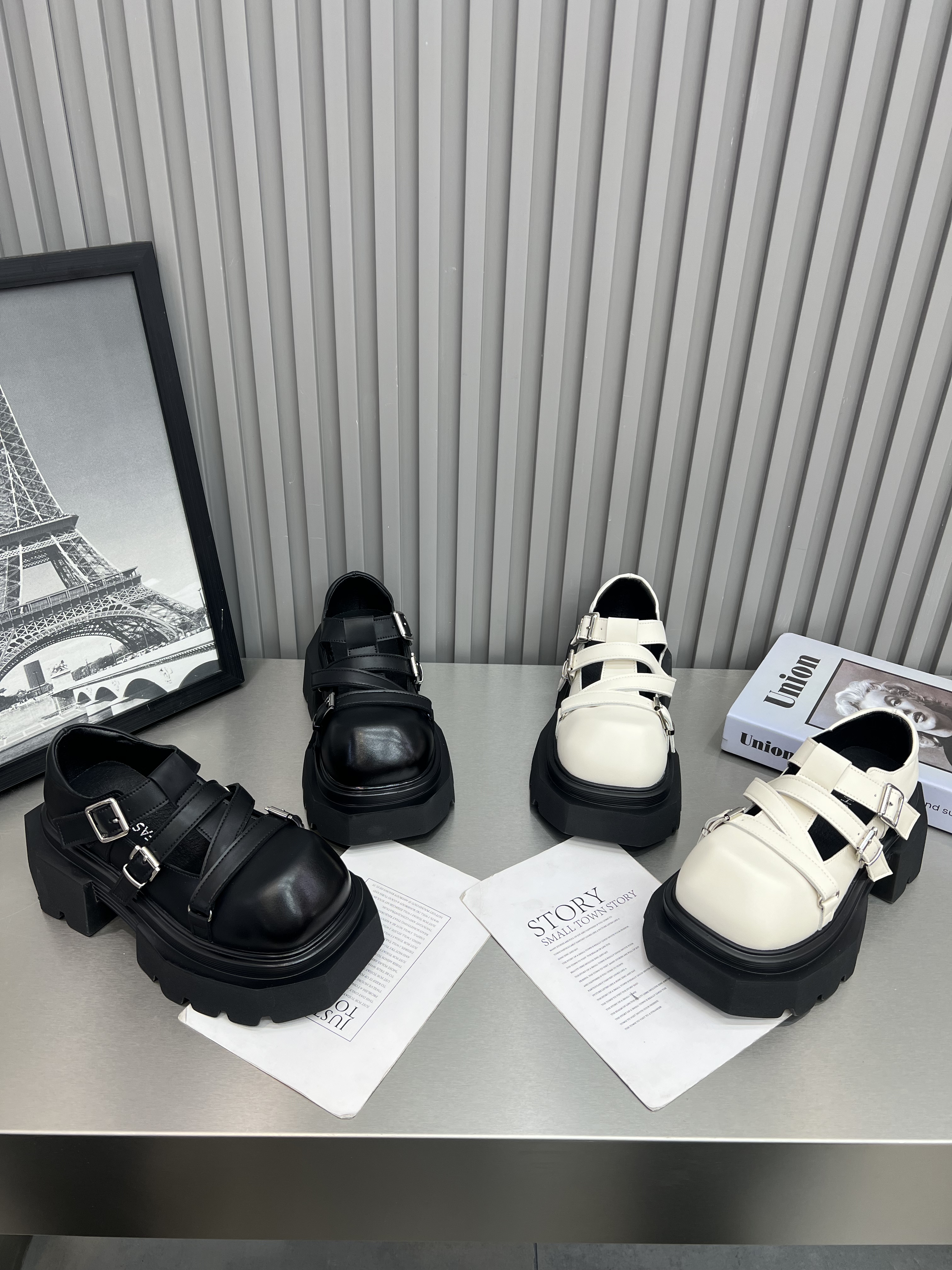 欧货真皮厚底JK小皮鞋女2026夏季英伦风皮带扣增高乐福鞋猪笼凉鞋