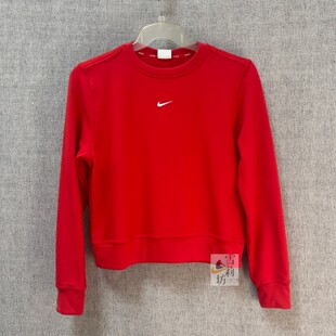 Nike耐克女子红色大Logo圆领套头卫衣运动休闲透气长袖上衣IB1451