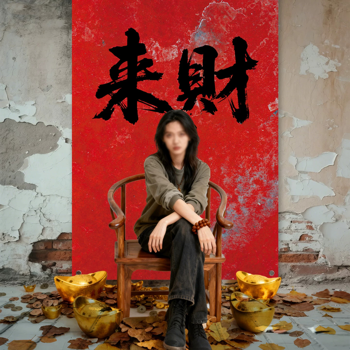 新年元旦网红书法挂布拍照打卡