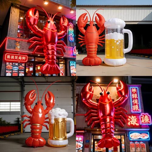 定制充气龙虾模型门店发光拱门