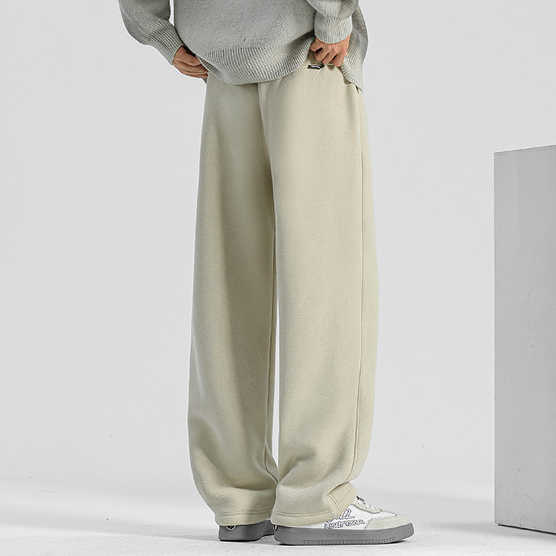 潮牌加长休闲裤男秋冬季2025新款加绒加厚阔腿直筒裤抗皱运动卫裤