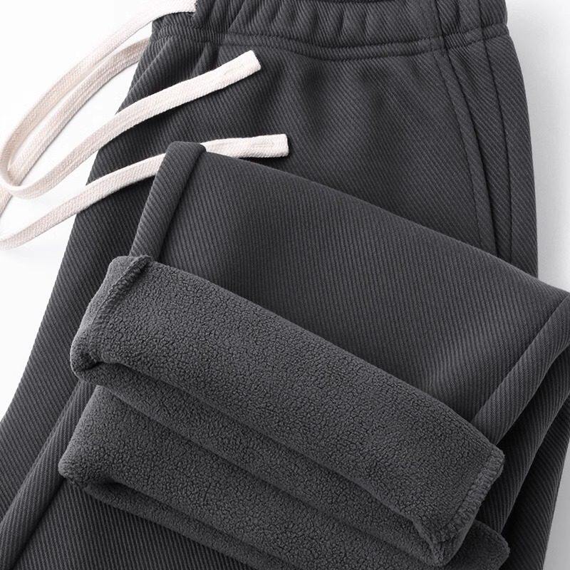 ZIQQO~保暖不臃肿！秋冬加绒运动卫裤男宽松直筒百搭松紧腰长裤