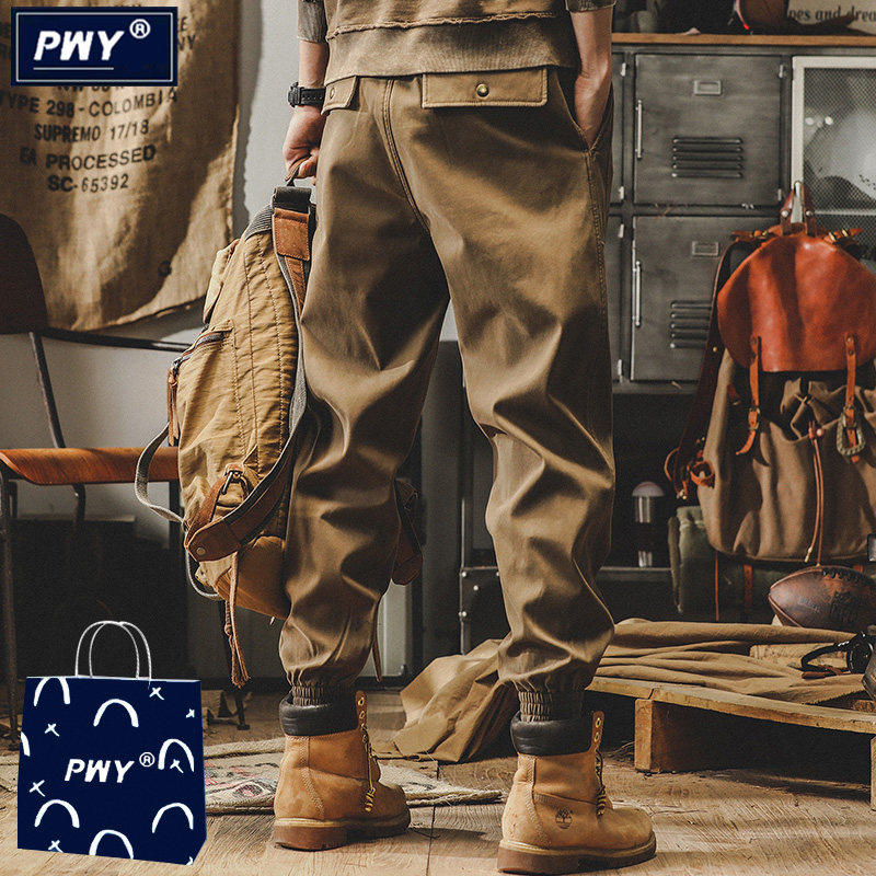 潮牌美式复古工装裤男秋冬季加绒加厚宽松束脚裤男阔腿大码休闲裤,男装,休闲裤,淘宝优惠券,粉丝福利购,淘宝优惠卷