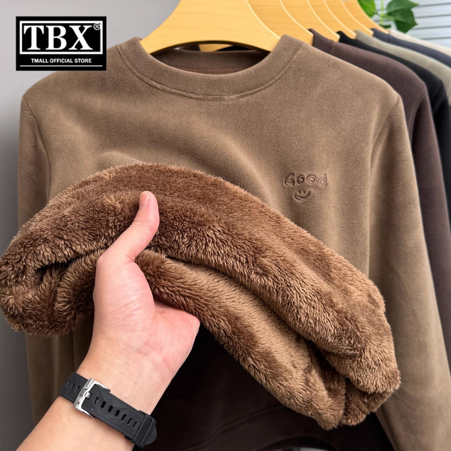 超厚一体绒法兰绒卫衣男士2026新款冬季加绒加厚抓绒衣打底衫男款