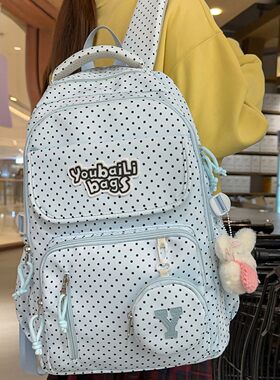 法国MKDN少女风双肩包女小学生大容量轻便书包初中生背包