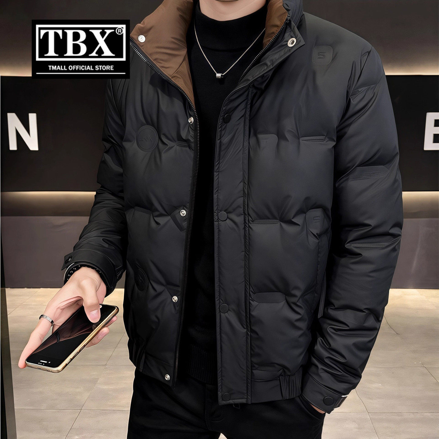 高端立领羽绒服男士2026新款冬季加厚保暖白鸭绒短款外套男款冬装