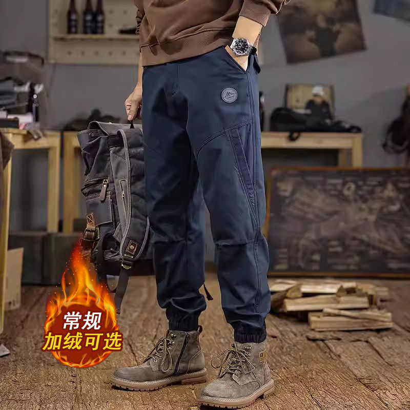 法国进口品牌纯棉加厚束脚休闲裤男冬季加绒宽松运动哈伦工装裤子,男装,休闲裤,淘宝优惠券,粉丝福利购,淘宝优惠卷
