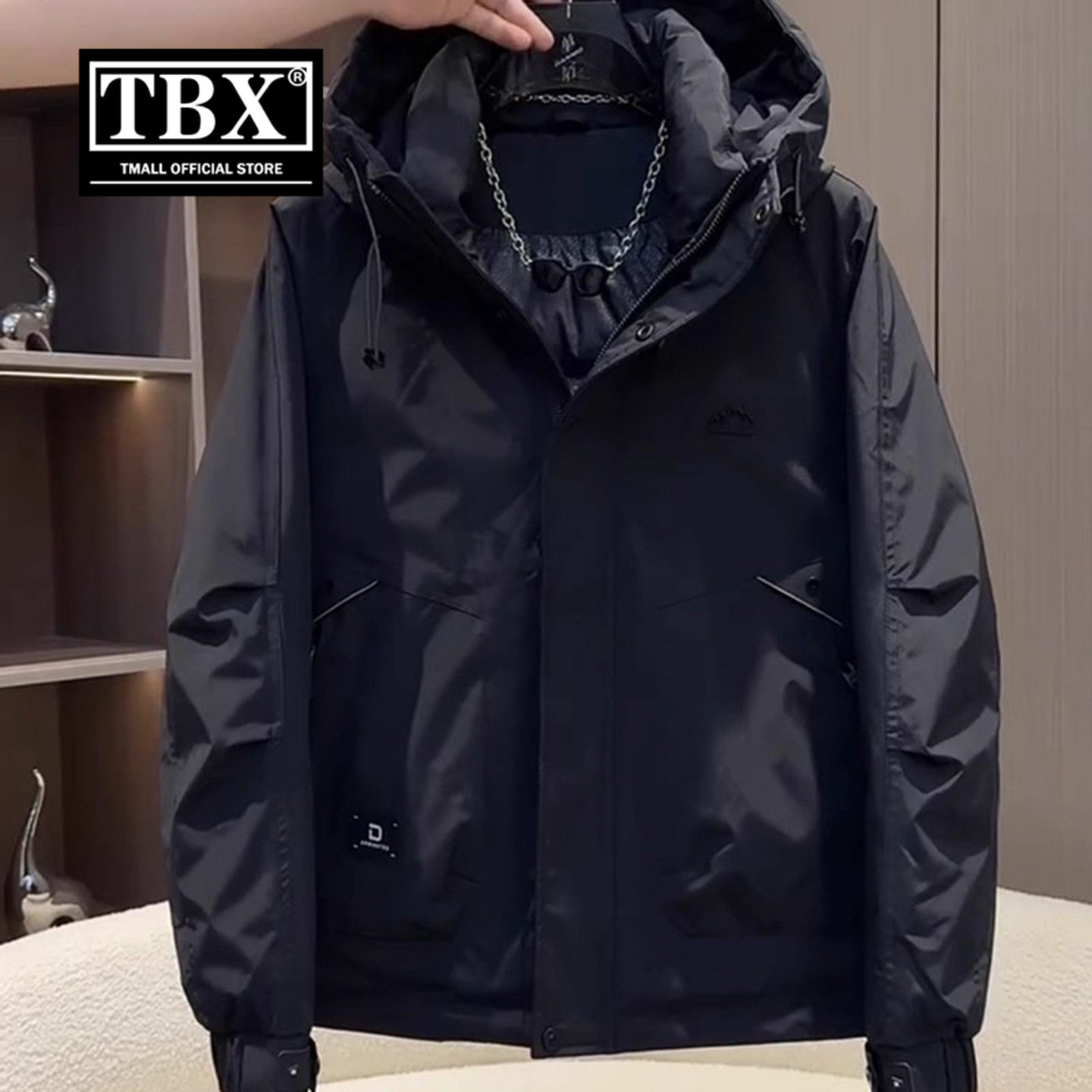 高端工装羽绒服男士2026新款秋冬季加厚白鸭绒连帽冲锋衣外套男款