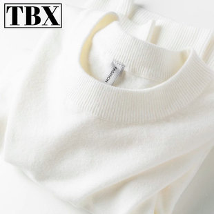 高级感纯白色毛衣男士秋冬季加绒加厚保暖打底针织衫男款2026新款