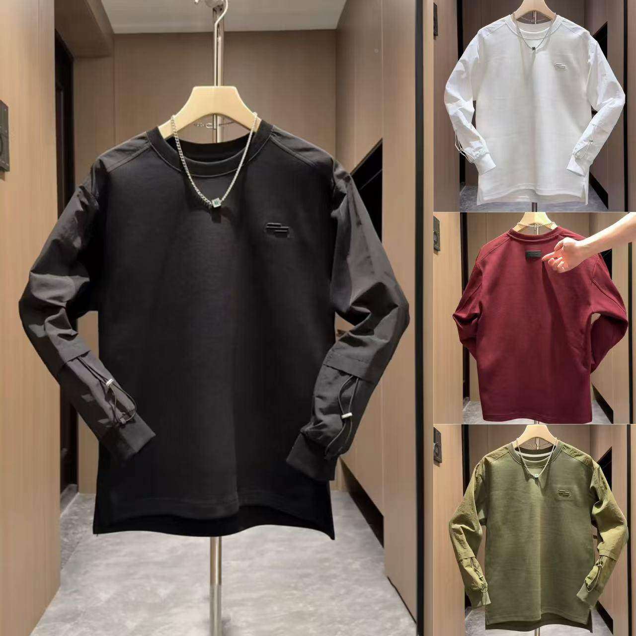 圆领卫衣男士春秋冬季2025新款潮牌痞帅设计感长袖T恤拼接打底衫,男装,卫衣,淘宝优惠券,粉丝福利购,淘宝优惠卷
