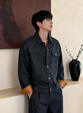 Uamtor韩版宽松休闲牛仔夹克套装男秋款帅气一套衣服百搭牛仔外套