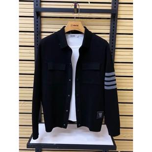 针织外套男款春秋季高级感痞帅翻领夹克男士潮牌修身休闲开衫毛衣