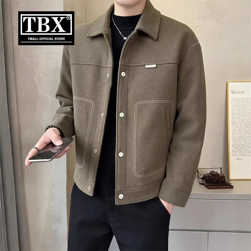 高端男士外套2026新款春秋季高级感商务休闲翻领夹克男款冬装加绒