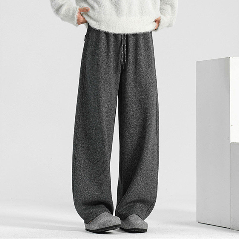 潮牌高端弯刀卫裤男士秋冬季羊毛呢裤子阔腿直筒裤加绒加厚休闲裤,男装,休闲裤,淘宝优惠券,粉丝福利购,淘宝优惠卷