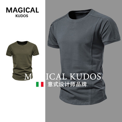 MAGICAL KUDOS毒液欧美明线T恤男简约原宿棉薄款短袖体恤夏季新款