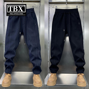 高端男士休闲裤2026新款秋冬季加绒加厚男裤小脚直筒裤子男款冬装