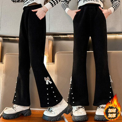 聚酯纤维欧棉绒微弹冬季女裤子