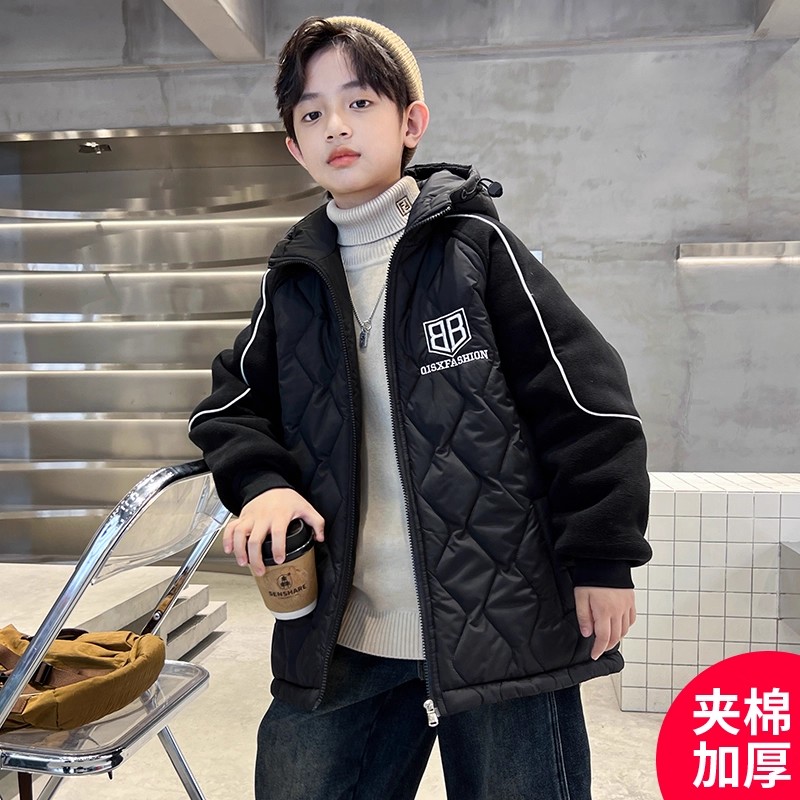 男童外套2025新款秋季夹棉加厚中大儿童男孩秋装棉衣秋冬款棉服潮