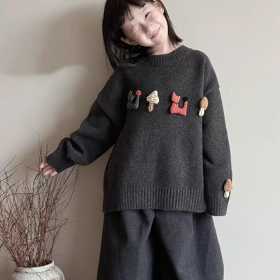 女童毛衣秋冬款2025新款儿童加厚针织衫上衣女孩冬季打底衫毛线衣