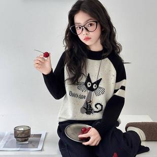 女童毛衣内搭冬季2025新款儿童加绒加厚毛线衣女大童冬装打底上衣