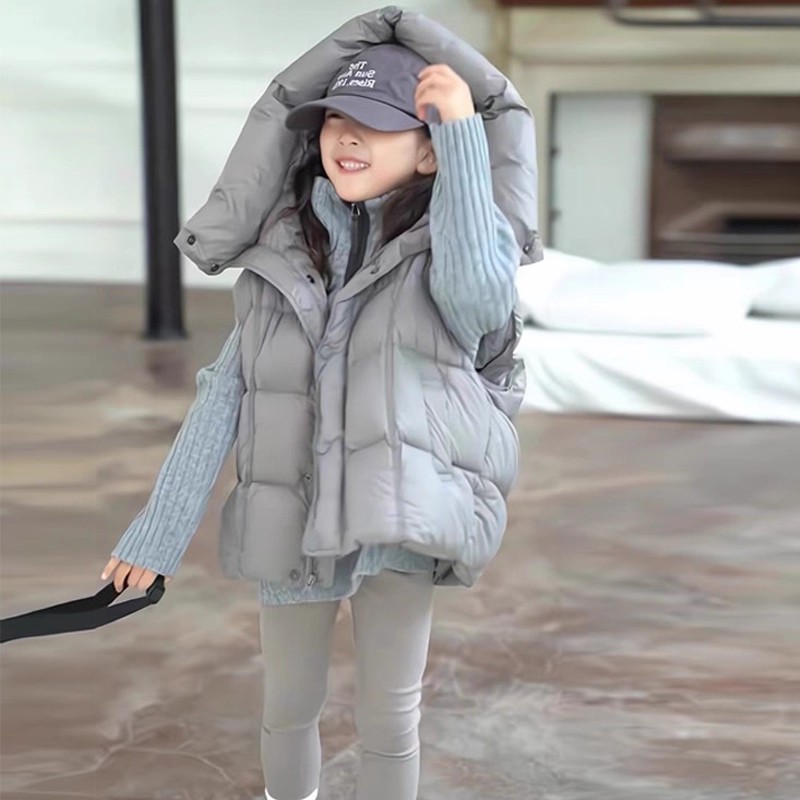 女童羽绒棉马甲秋冬装洋气女孩坎肩外套儿童加厚中大童背心外穿
