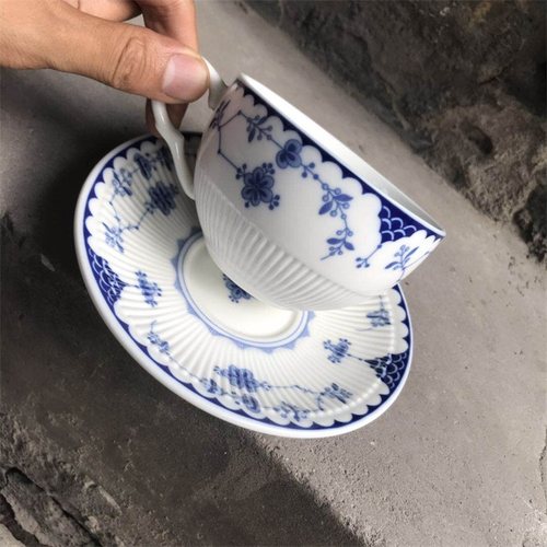 出口丹麦杯碟咖啡杯茶杯釉下彩唐草系列泡茶泡咖啡咖啡具套装