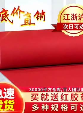 红色地毯一次性婚庆结婚用开业典礼店铺门口加厚防滑批发毛毡地垫