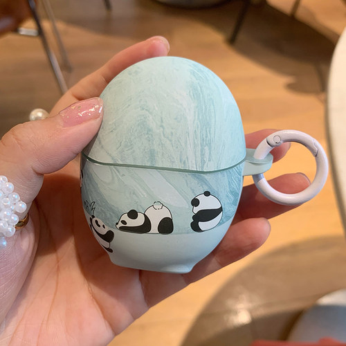 华为青色调皮熊猫耳机保护套