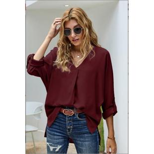 Top Large Loose Sleeve Size Chiffon Fashion neck Sexy
